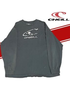 Men's Y2K O’Neill Gray Long Sleeve Shirt Plaid Center Logo - Size XL